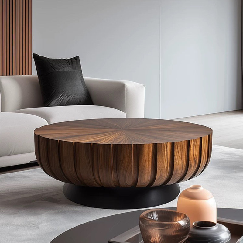Italian style simple wooden round table
