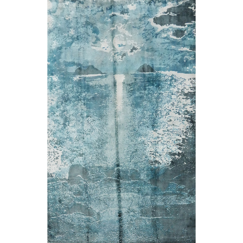 Serene Ocean View Modern Rug 6x8 with Soft Blue Gradient Patterns