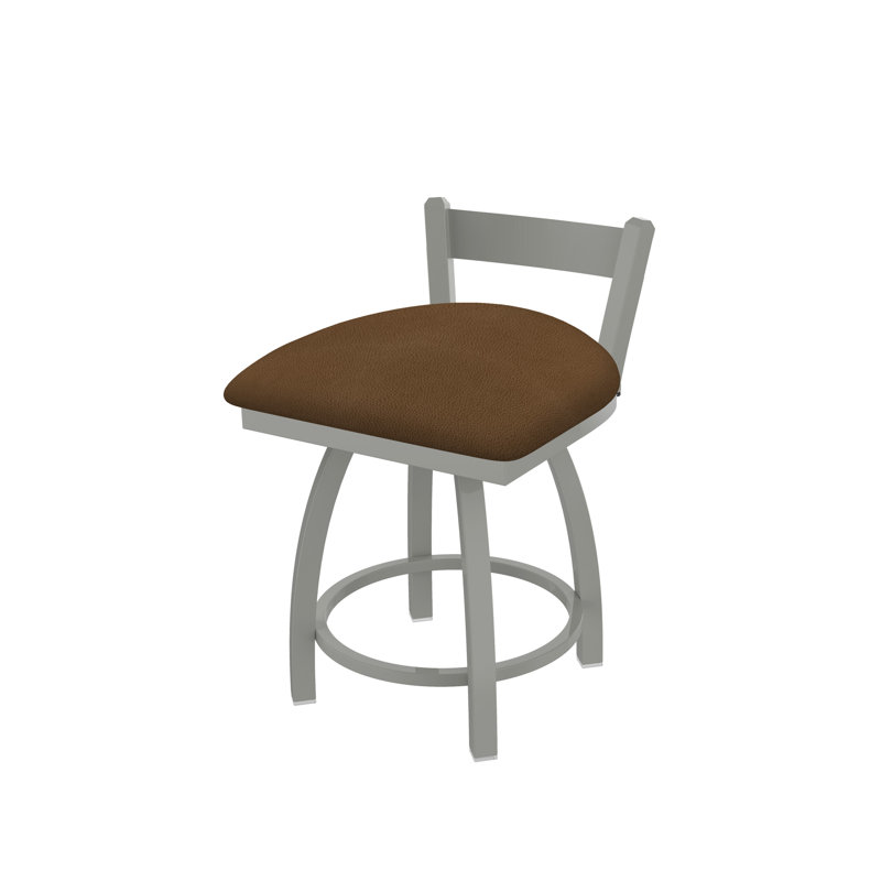 Catalina 18" Low Back Vanity Stool, Anodized Nickel, Vinyl-Rein Thatch
