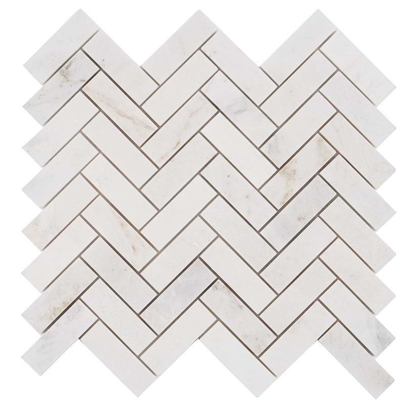 Alaska White Herringbone Polished Marble Tile