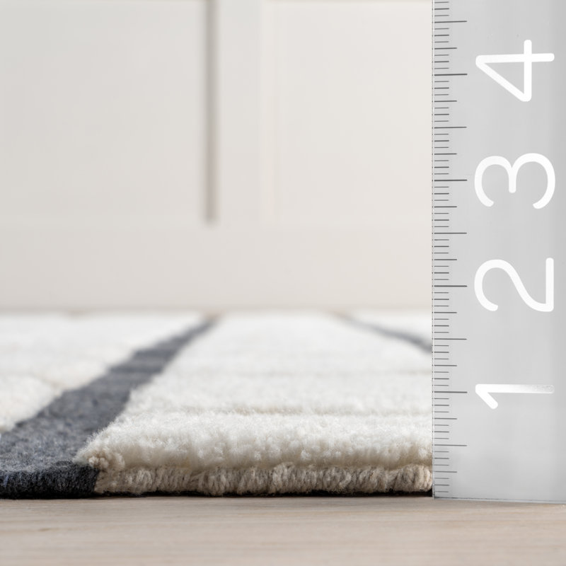 Tapis en laine à carreaux Rowena, Rectangle de 5 pi x 8 pi