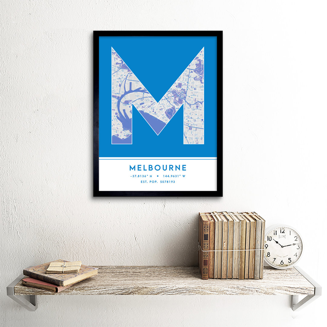 Melbourne Australia City Map - Single Picture Frame Typography