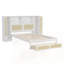 Lit simple en bois avec casiers de rangement, tiroir et tablette de tête de lit, lit plateforme multifonctionnel avec rotin naturel