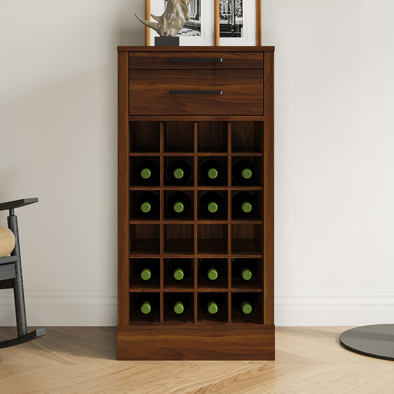 Estrith 15.94'' Wine Bar, Walnut Brown