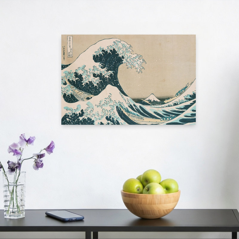 Under The Wave Of Kanagawa, Or The Great Wave From The Series 36 Views Of Mt.Fuji,C.1830-31 Abstract Contemporary Mountain Nature Wall Art Print 1 Piece Wrapped Canvas Wall Art