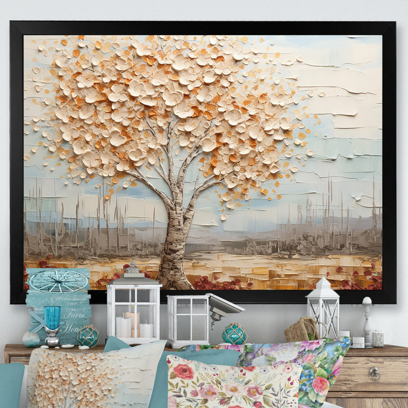 Arbre de minimalisme américain Basswood III - arbre, art mural, Cadre d'angle fermé noir, H 12 po x l 20 po x P 1 po