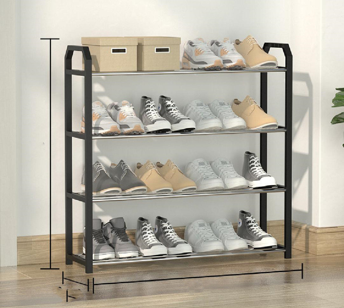 Simple Houseware 3-Tier Stackable Shoe Shelves Storage Utility Rack, Silver  