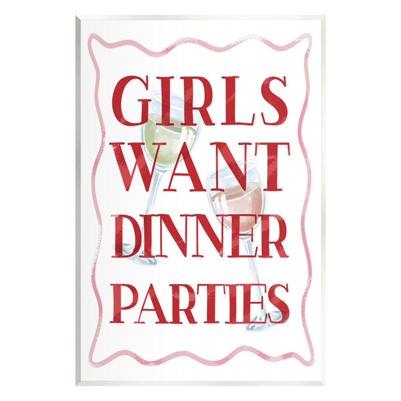 «Girls Want Dinner Party» par Lil 'Rue, Bois sans cadre, H 15 po x l 10 po x P 0,5 po