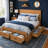 Modern Queen Size Platform Bed with 6 Storage Drawers and Wood Slat Support-1498247362
