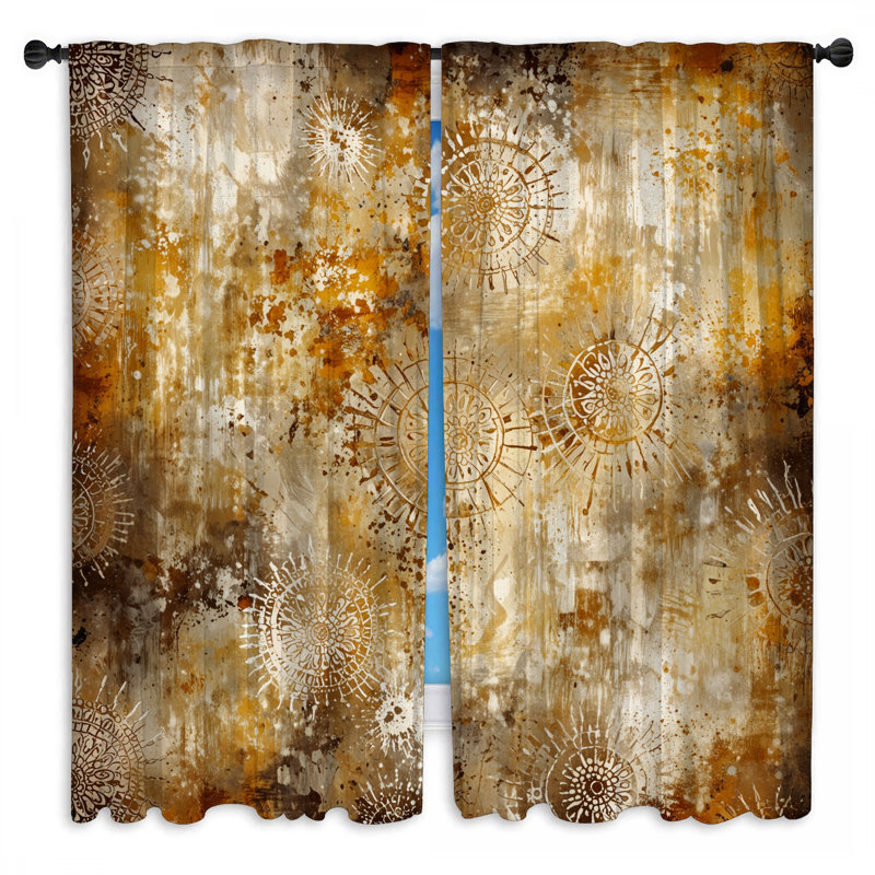 Rideaux de fenêtre abstraites à motif soleil levant et obscurcissant - 2 panneaux, 40 po x 60 po - 2 panneaux