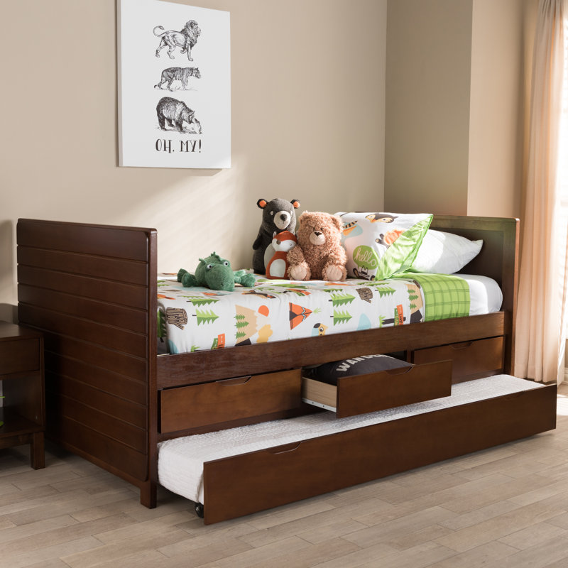 Keighly Daybed with Trundle Bed, Walnut Brown