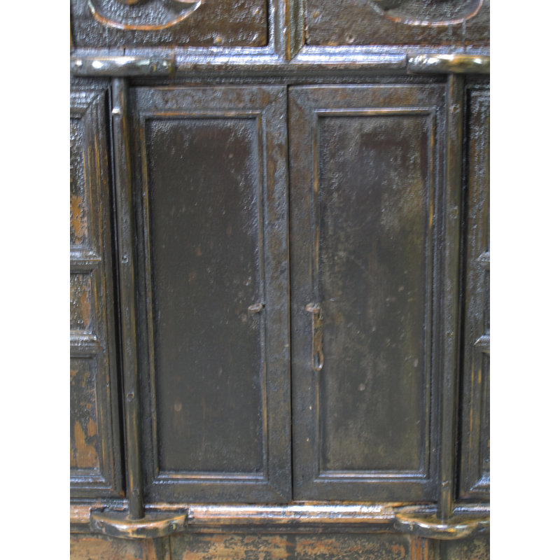 Dual-Drawer Coffer Cabinet with Carved Sides