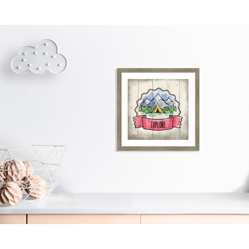 «Adventure is out There 2», art encadré, Encadré plat de bois de grange gris, H 22,5 po x l 22,5 po x P 0,6 po