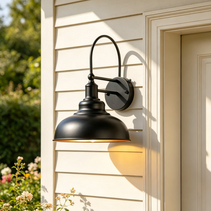 Gooseneck Outdoor Wall Light With Dusk To Dawn Sensor, Farmhouse Barn Lights For Garage, Patio, Porch (Set Of 2)