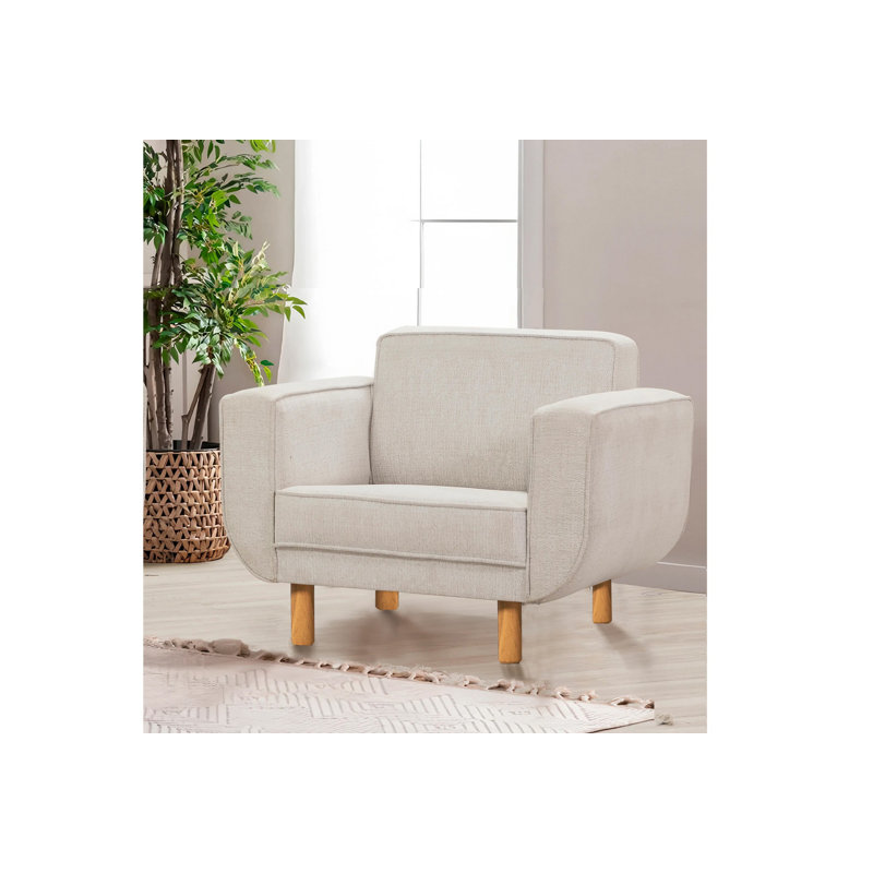 Fauteuil à oreilles, Naturel, Mélange de polyester blanc