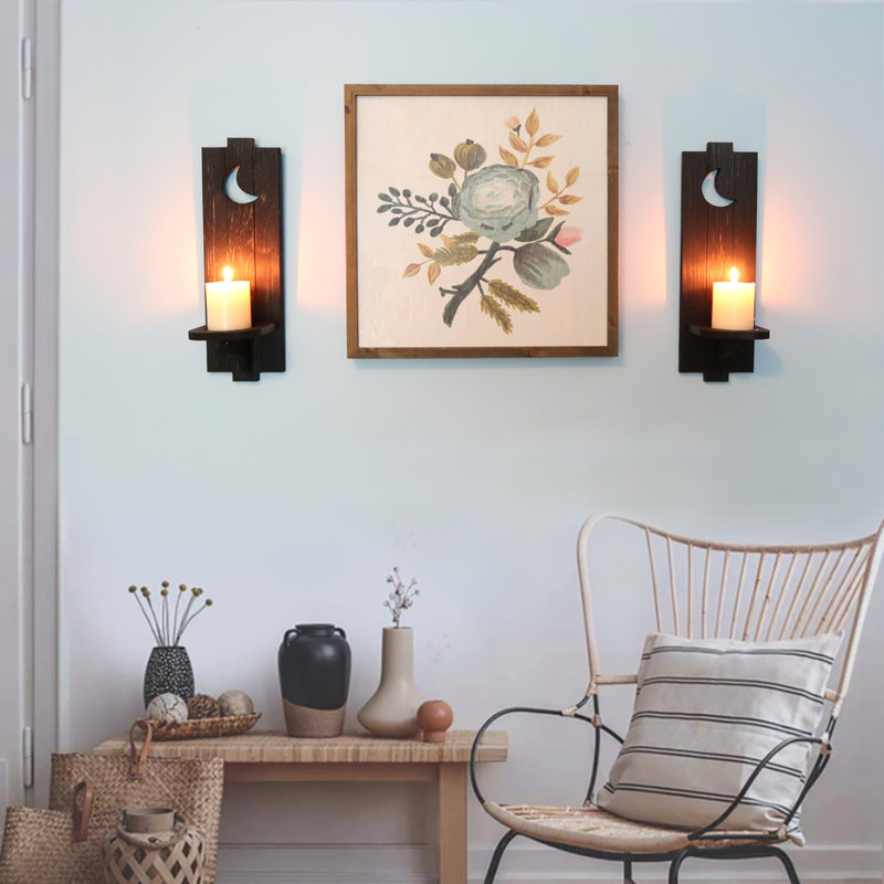15.3'' H Wood Wall Wall Sconce, Black