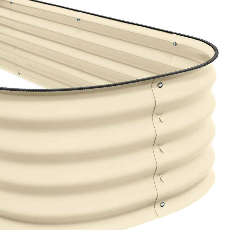 Boîte de jardin en métal galvanisé crème - 7,9 pi x 2 pi 1 po, pot de fleurs surélevé pour les plantes et les plantes, fleurs, herbes, légumes, crème, drainage efficace et sécuritaire