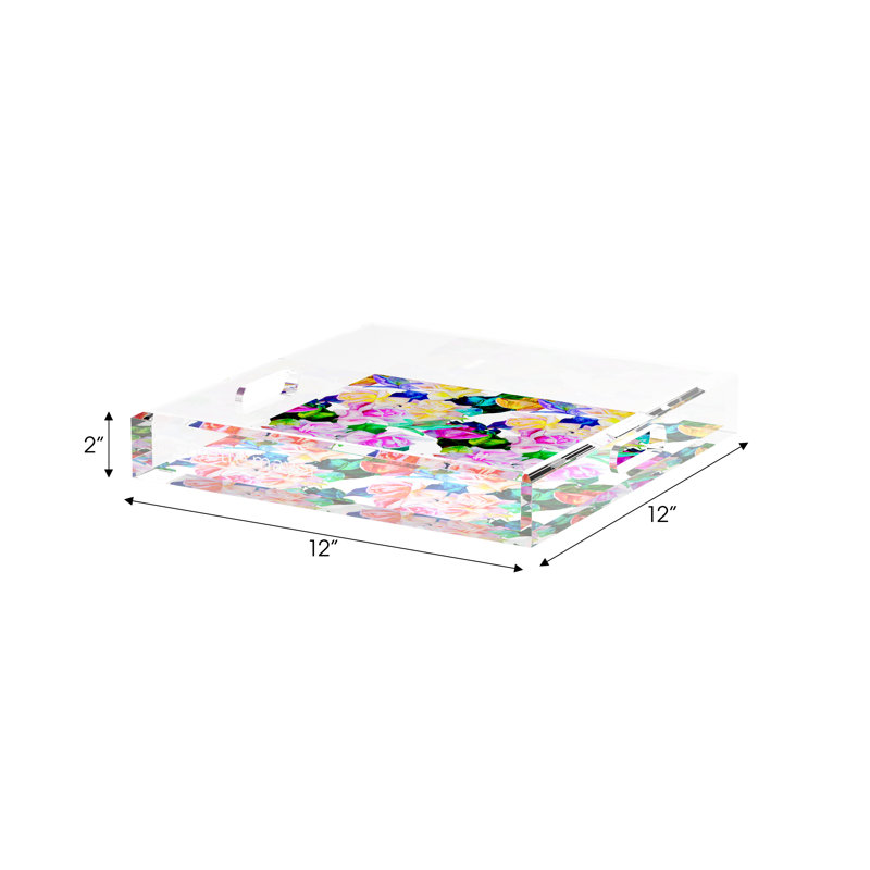 Passion Intenso Acrylic Square Decorative Tray, 12"W x 12"D x 2"H