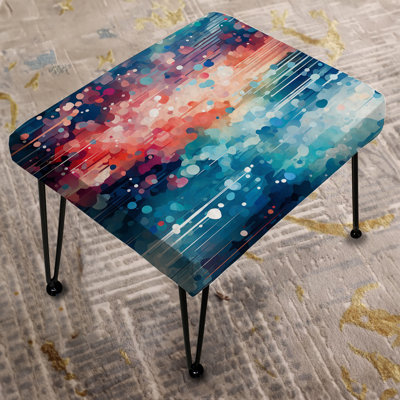 Tijani - Blue And Pink Abstract Digital Pixels cape Embrace - Abstract Rectangle Ottoman