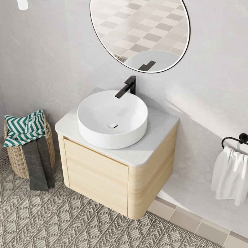 Meuble-lavabo mural simple 24 po avec lavabo en céramique, 24", Blanc