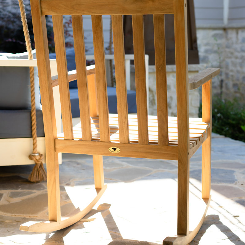 Loon Peak® Coleman Classic Outdoor Teak Rocking Chair | Wayfair