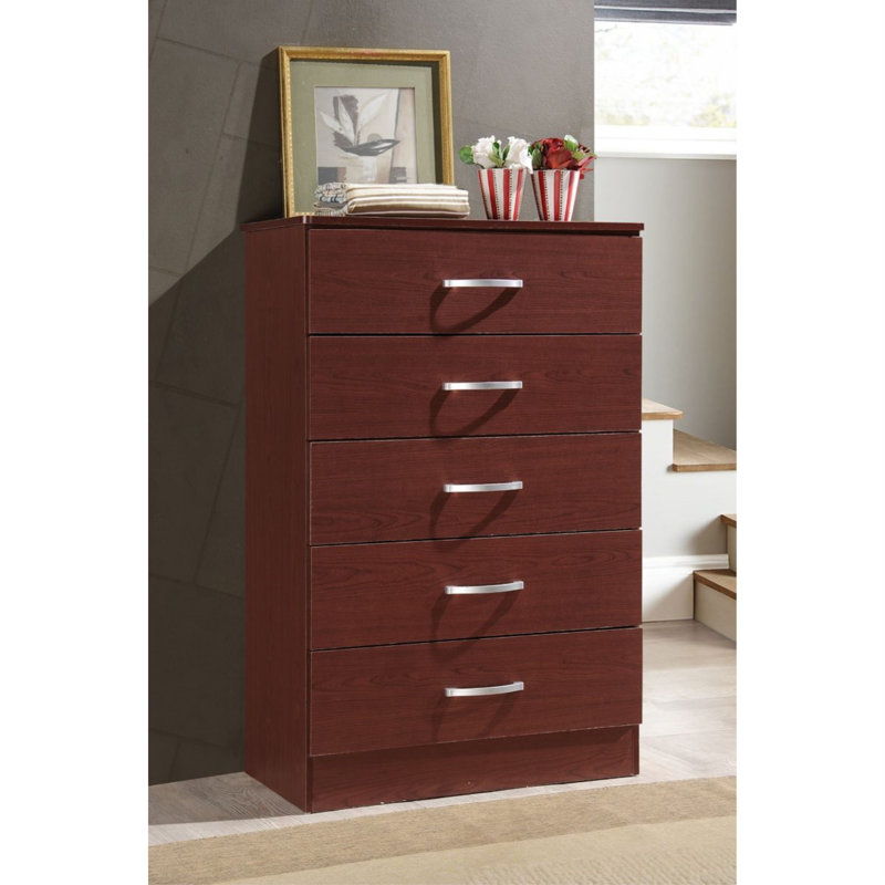 Commode 5 tiroirs l 32 po, Rose