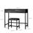 Black Computer Desk With 2 Drawers, Modern Makeup Vanity Desk With Stool-1075240933