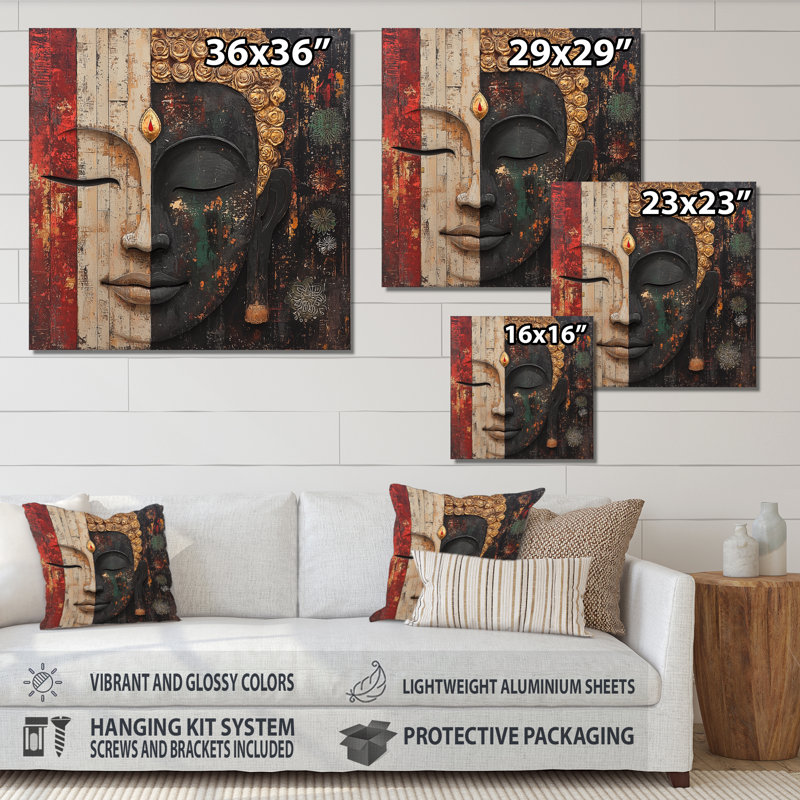 Buddha Whispering Path Of Buddhism I - Spirituel, décoration murale en métal, impression sur métal
