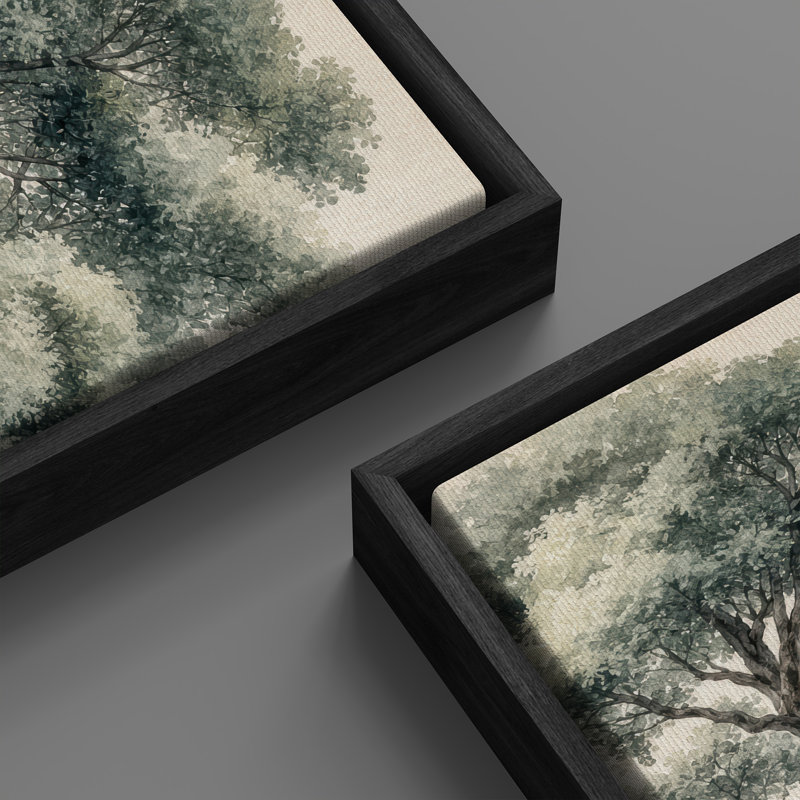«Elegant Lone Tree Forest Landscape Soft Green Botanical Nature Decor Extra Large», reproduction d'art sur toile encadrée