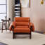 Fauteuil d'appoint compact et moderne avec accoudoirs amovibles, cuir ciré à l'huile orange brûlé