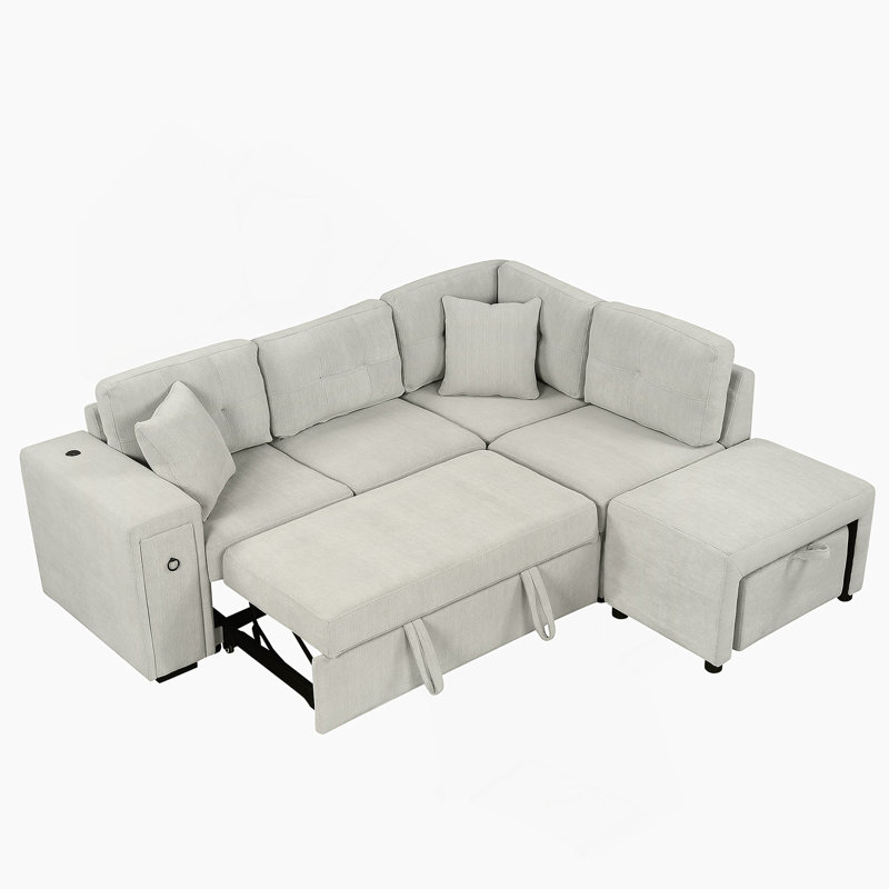 Canapé gris en chenille avec accoudoirs carrés, Gris