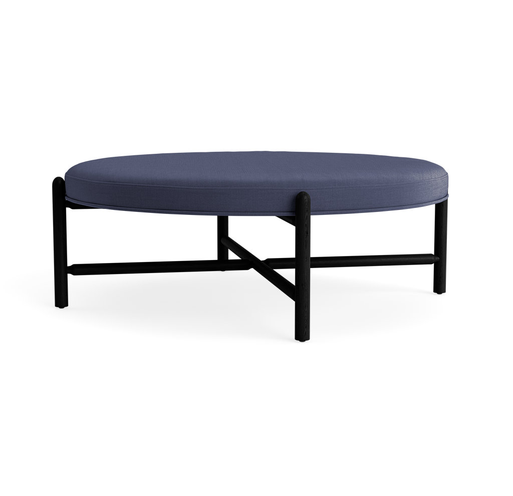 Vane 48" Round Ottoman, Navy, Black
