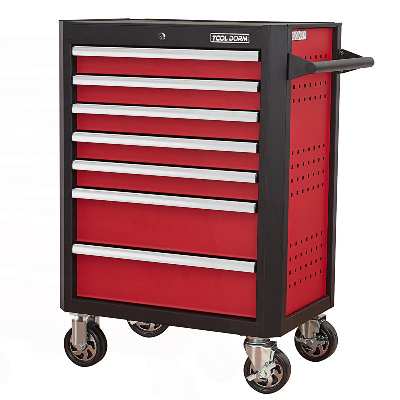 Armoire à outils 7 tiroirs, H 39,54 po x l 28,03 po x P 18,56 po, Noir / Rouge