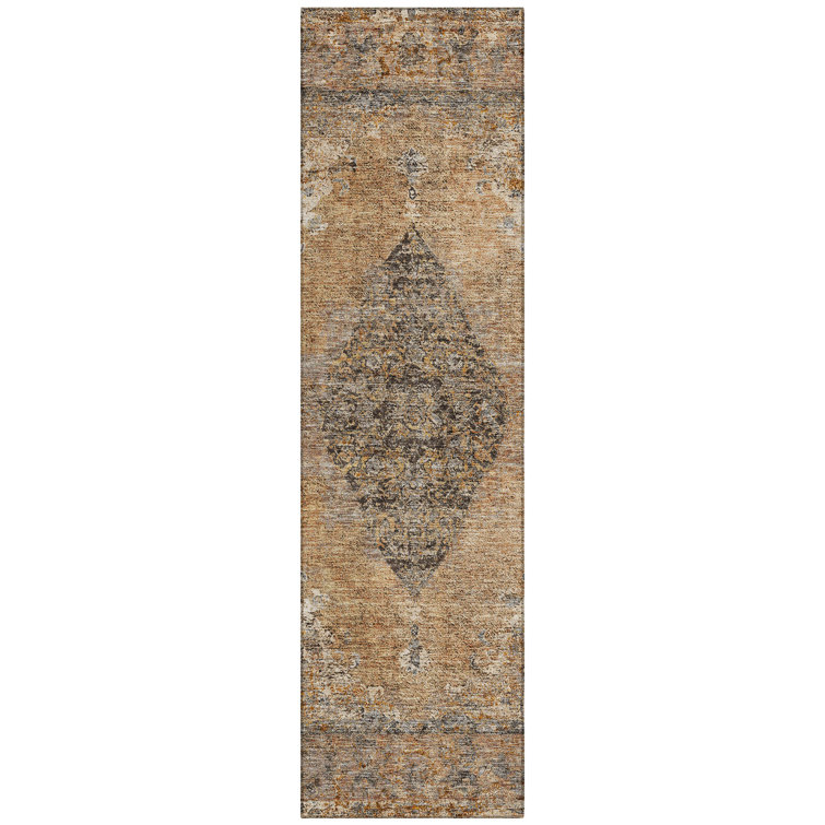 Machine Washable Indoor/Outdoor Xhevrie Copper Rug