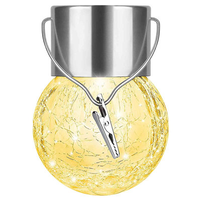 Outdoor Solar Glass Ball Pendant Light Crack Ball LED Rattan Ball Light Garden Decorative Light String Courtyard Light Decorative Light