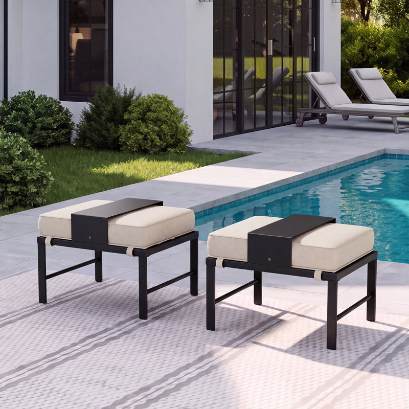 Repose-pieds pour 2 personnes, Cadre noir / base beige