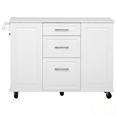 Vintage-Style Rolling Kitchen Island with Storage, Tilt Trash Can Cabinet, and Pull-Out Organizer for Enhanced Organization and Aesthetics