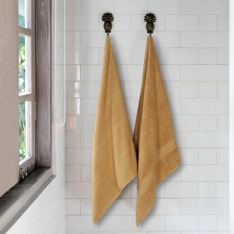 Telemanus Chevron Zero Twist Solid and Jacquard Cotton Bath Sheet, Gold