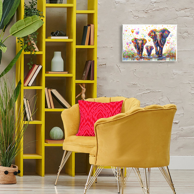 «Elephants & Celebration Ballons» par Leon Devenice, H 10 po x l 15 po