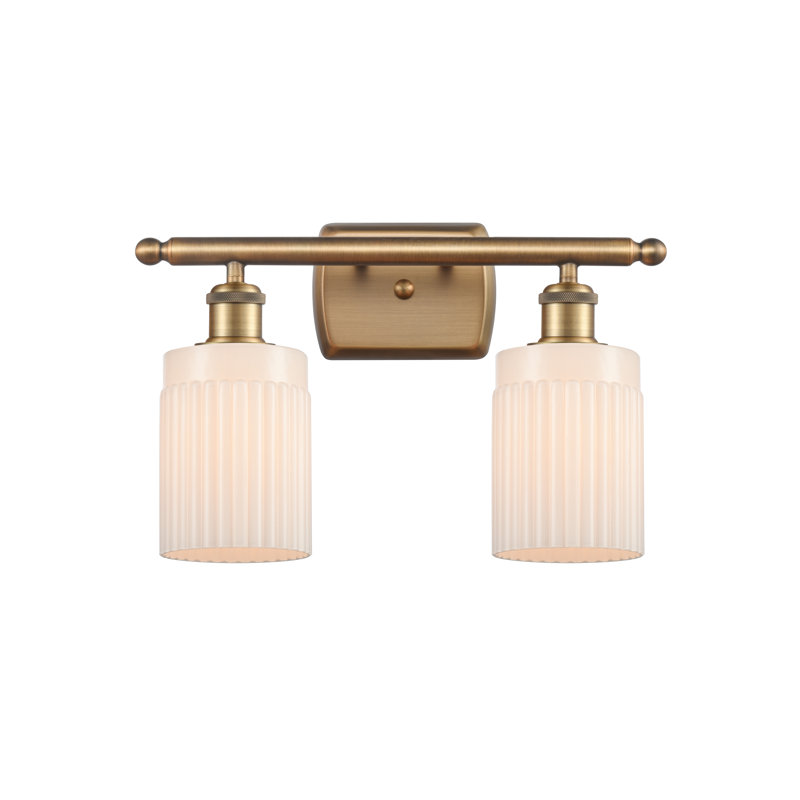 Éclairage pour meuble-lavabo à intensité variable 2 lumières Kamena, Blanc mat, Laiton brossé, Ampoule non incluse