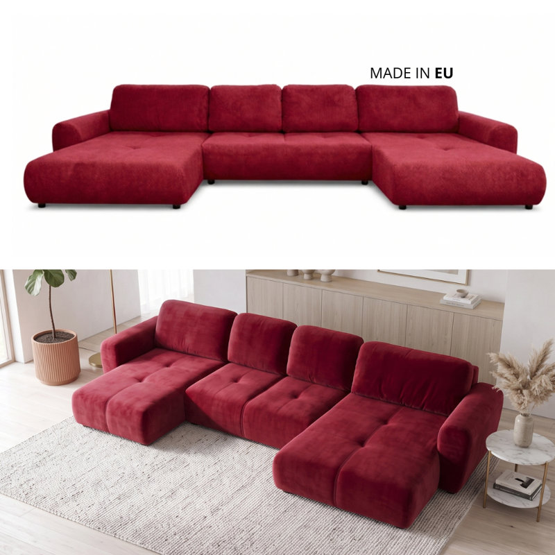 Bingo U-Shaped 6 Seater Sofa Bed, Red KRONOS 2