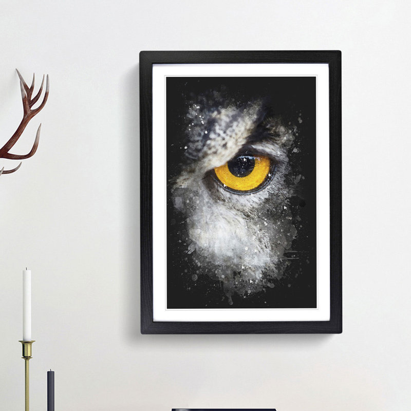Eye of an Owl - Framed Print, 33cm H x 24cm W x 2cm D, Black Framed