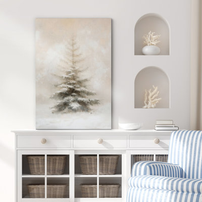 Hiver, forêt de pins, paysage enneigé, peinture de Noël rustique antique, photos de vacances à la ferme rétro, impression numérique sur toile, impression numérique sur toile encadrée