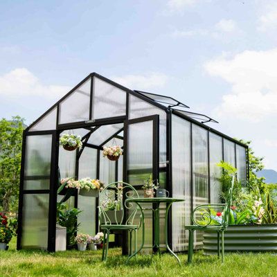 Victorian 8.5ft Wide Outdoor Metal Polycarbonate Greenhouse