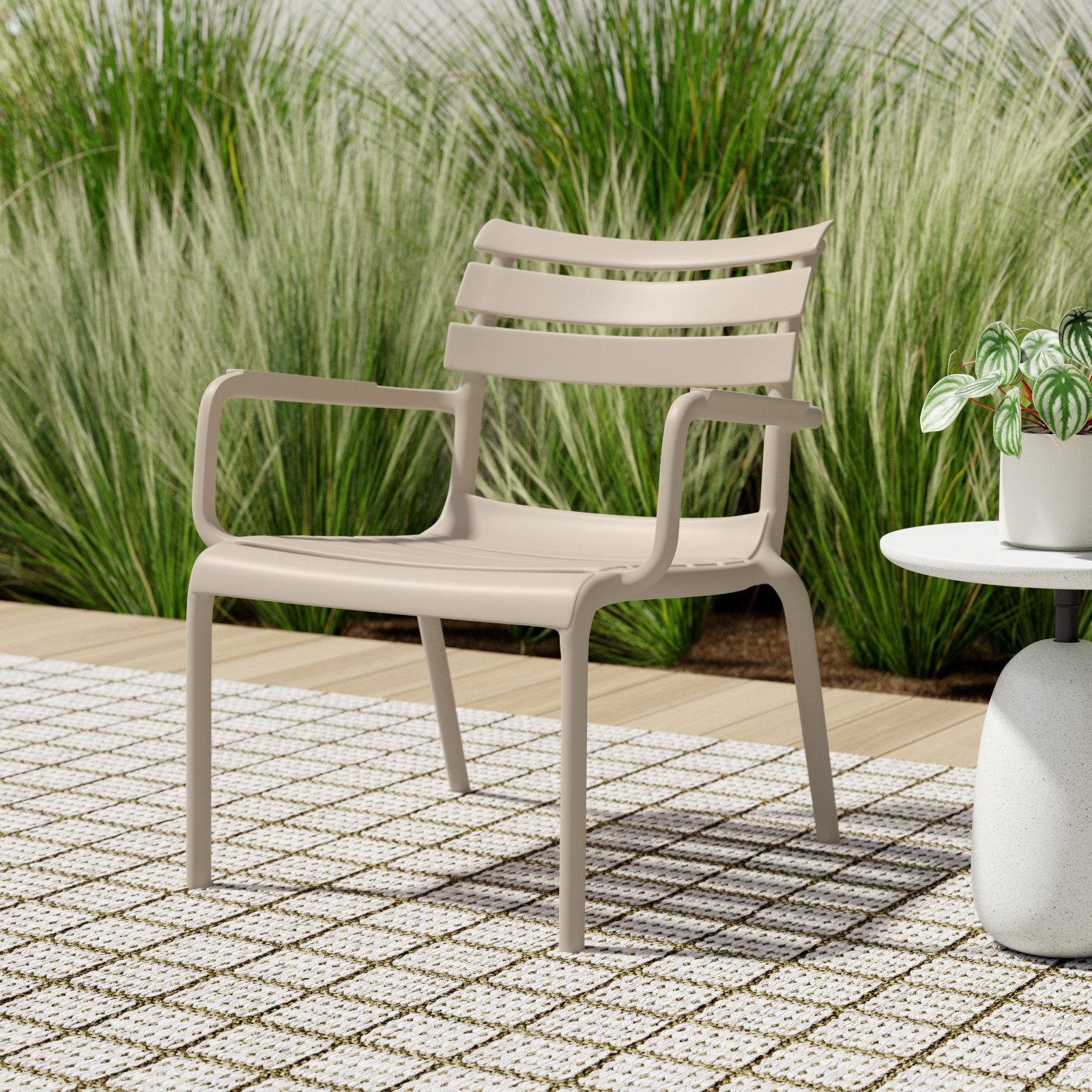 Ruta Patio Lounge Chair, Taupe