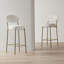 Ensemble de 2 tabourets de bar 29 po en velours avec dossier et repose-pieds 29 po (blanc crème)-1379626581
