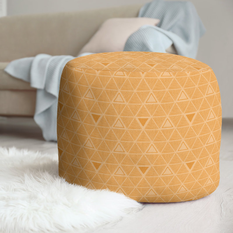 Upholstered Pouf, Light Orange