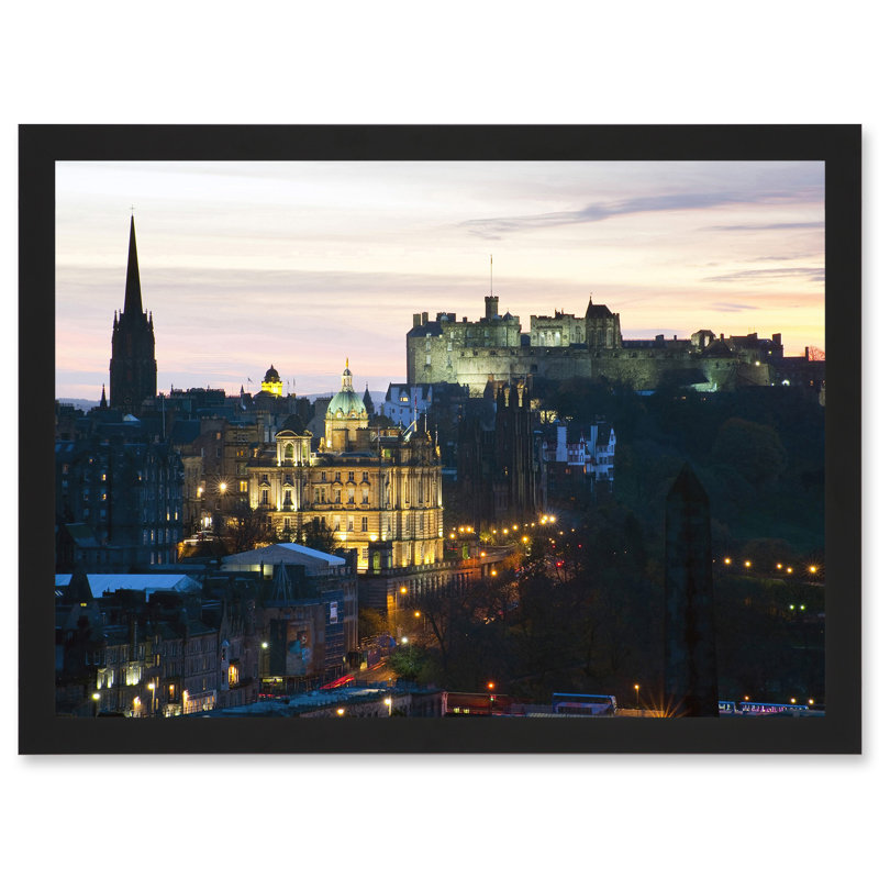 Photo Cityscape Landmark Edinburgh Castle Sunset Scotland - Single Picture Frame Print