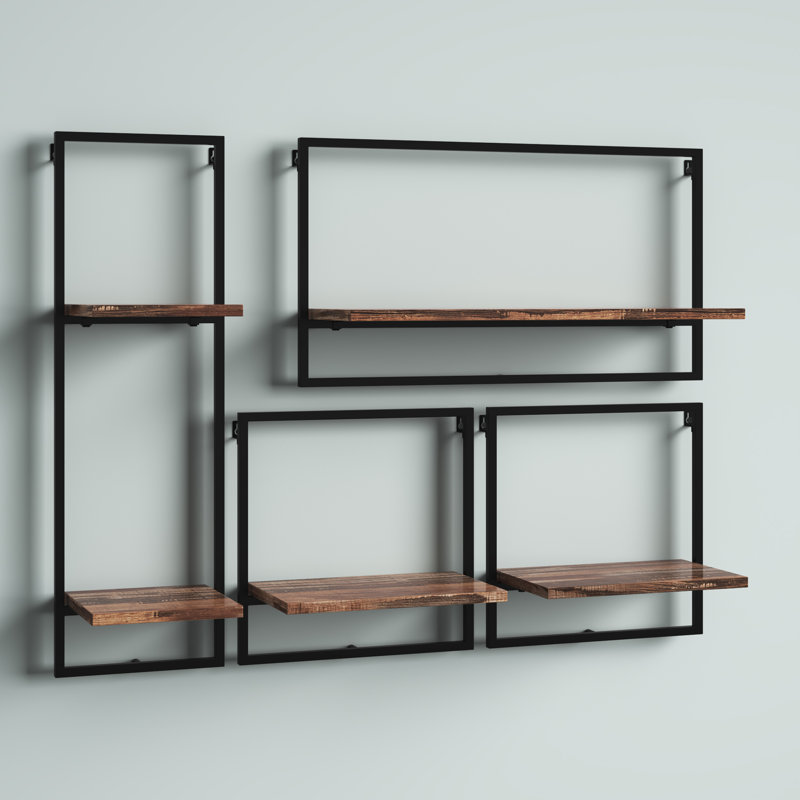 Brooksville 4 Piece Accent Shelf, Black/Rustic Brown