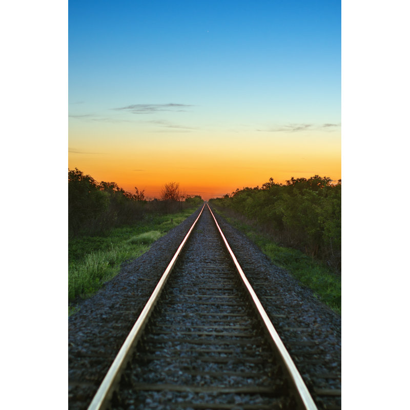 Railway At Sunset by Panic_attack - Wrapped Canvas Print, 122cm H x 81cm W x 3.8cm D